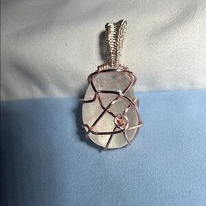 Elegant Rose Gold and Silver Wire-Wrapped Pendant